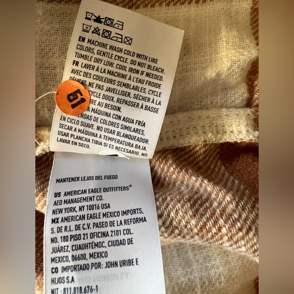 American Eagle Outfitters Tan and White Checkered Shirt - Picture 5 of 5